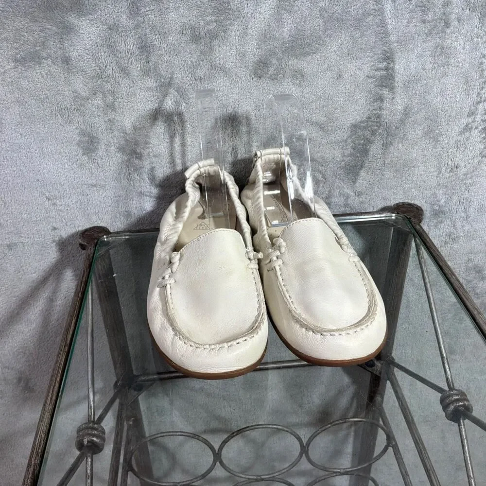 Hush Puppies Moyen leather shoes 9.5 cream Slip On Moccasin